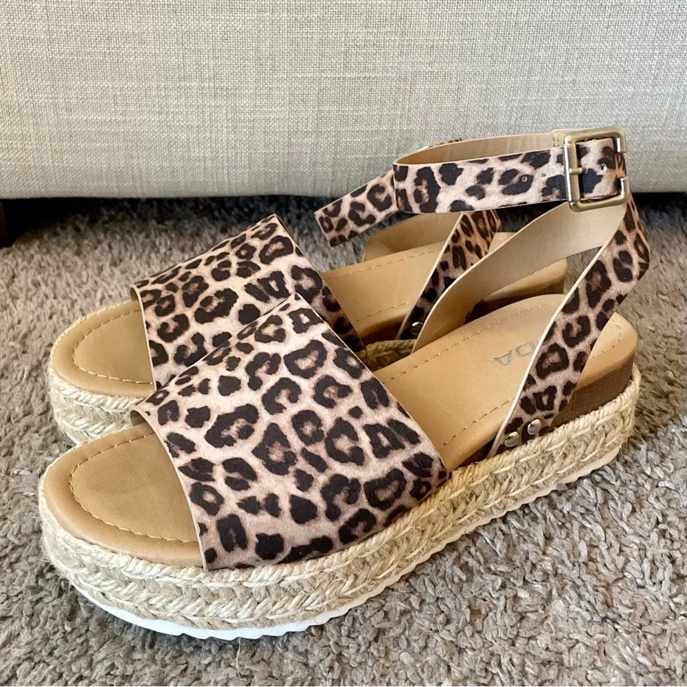 Soda Leopard Espadrille Platform Sandal